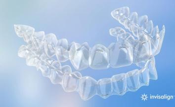 A set of Invisalign clear aligners